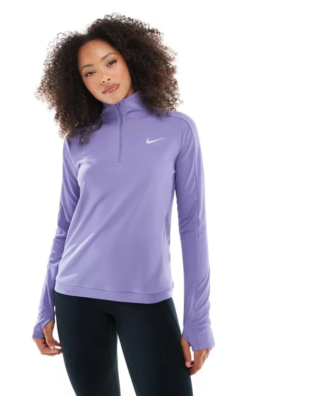 Nike Pacer 1/4 Zip Running Shirt Women - Blue Grey