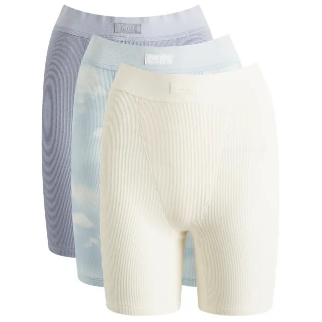 Asics SKIMS Women's Cotton Rib Boxer - 3-Pack Blue Quartz Cloud Multi