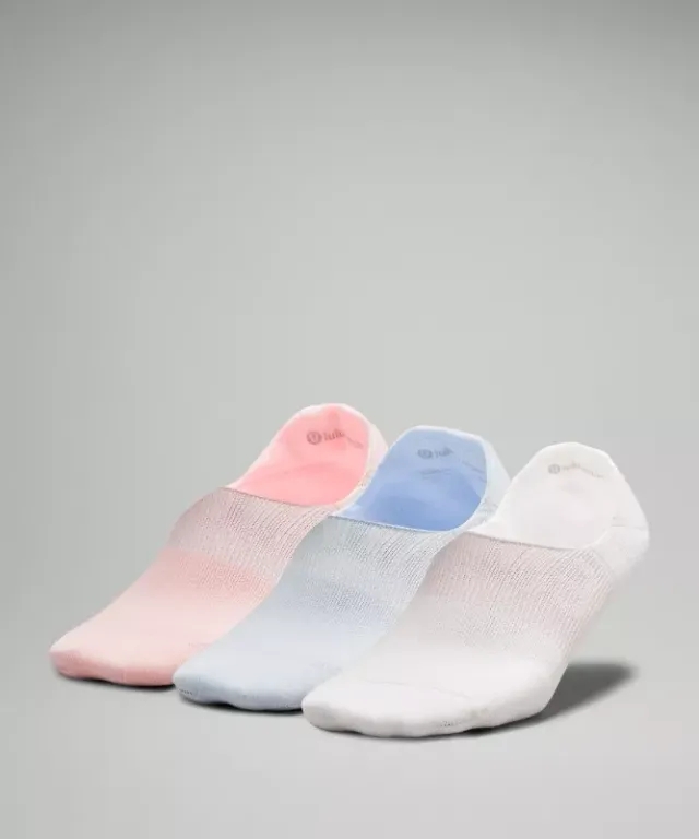 lululemon IE lululemon – Women's Power Stride No-Show Socks with Active Grip 3 Pack – Color White/Blue/Pink – Size M