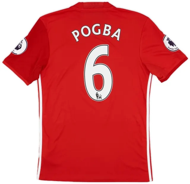 adidas 2016-17 Manchester United Home Shirt Pogba #6 - 9/10 - (S)