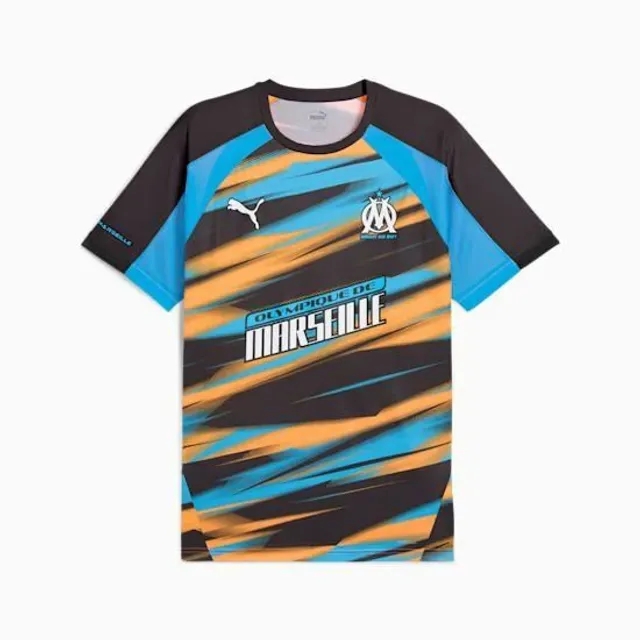Puma Marseille T-Shirt Faster - Heat Fire/Bleu Azur - ['Orange', 'Blue']