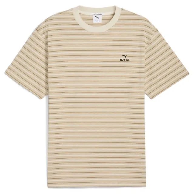 Puma Dortmund T-Shirt Mmq Striped - Beige/Alpine Snow - ['White', 'Brown']