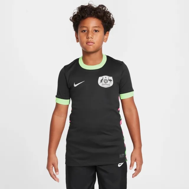 Australia 2025/26 Stadium Away Older Kids' Nike Dri-FIT Football Replica Shirt - Green - Polyester