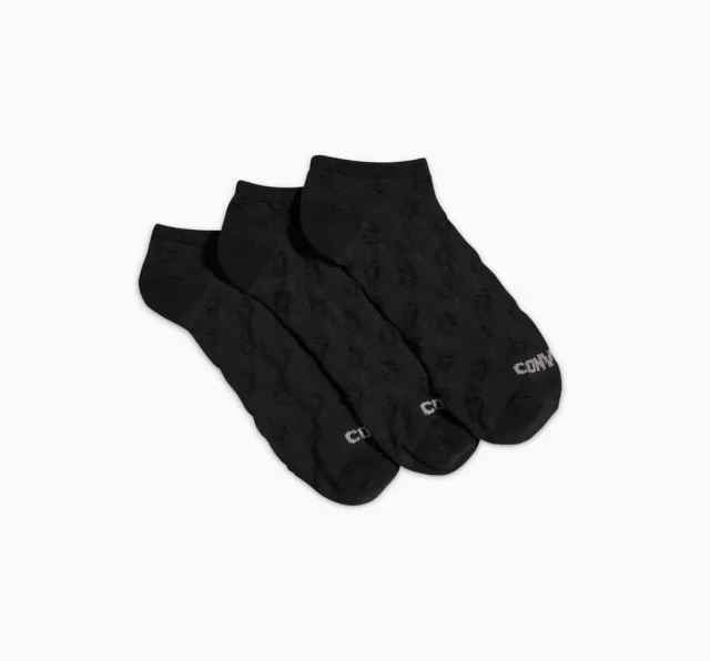 Converse 3-Pack Textured No-Show Socks - Black