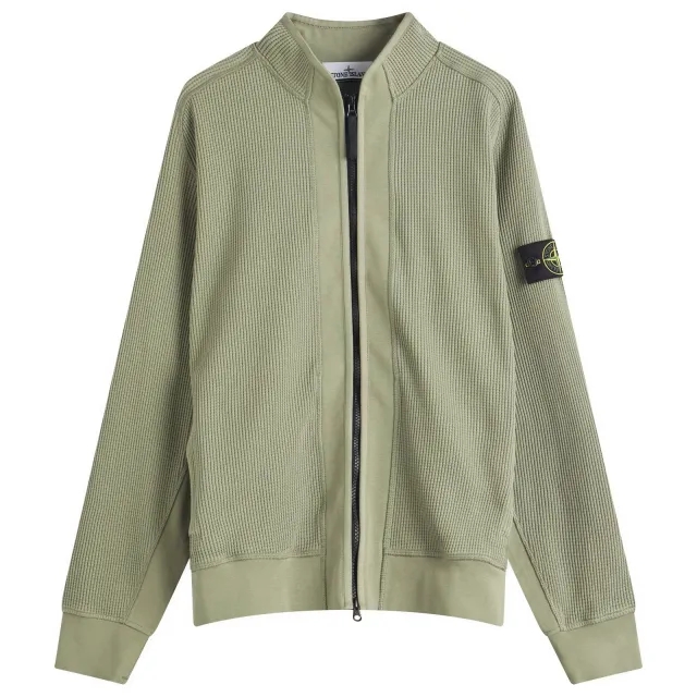 Stone Island Men's Waffle Full Zip Sweatshirt Sage
