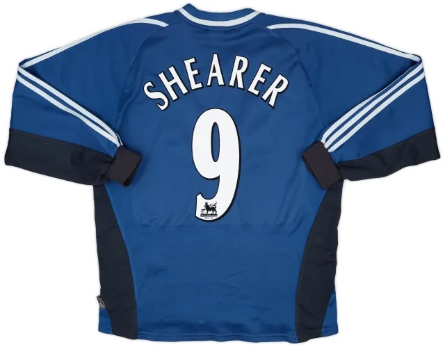 adidas 2001-02 Newcastle Away L/S Shirt Shearer #9 - 8/10 - (L)