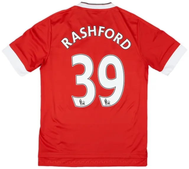 adidas 2015-16 Manchester United Home Shirt Rashford #39 - 7/10 - (S)
