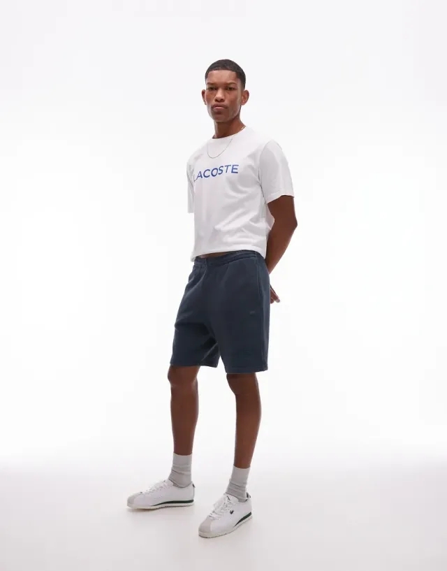 Lacoste Washed Effect Cotton Fleece Shorts - Mineral Blue