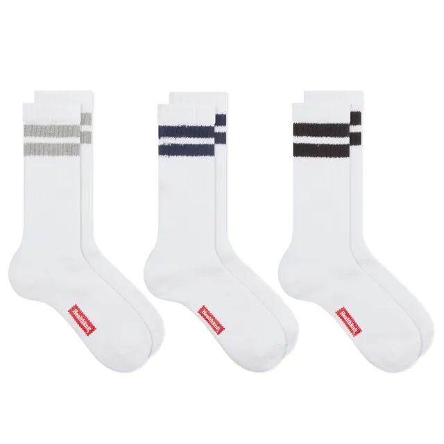 Healthknit Crew Sock - 3 Pack White/Multi