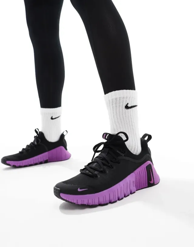 Nike Women's Free Metcon 6 Training Shoes - Black/Vivid Purple -  Size: UK 8