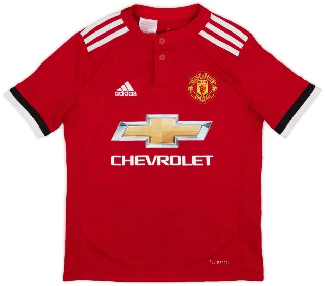 adidas 2017-18 Manchester United Home Shirt - 7/10 - (S.Boys)
