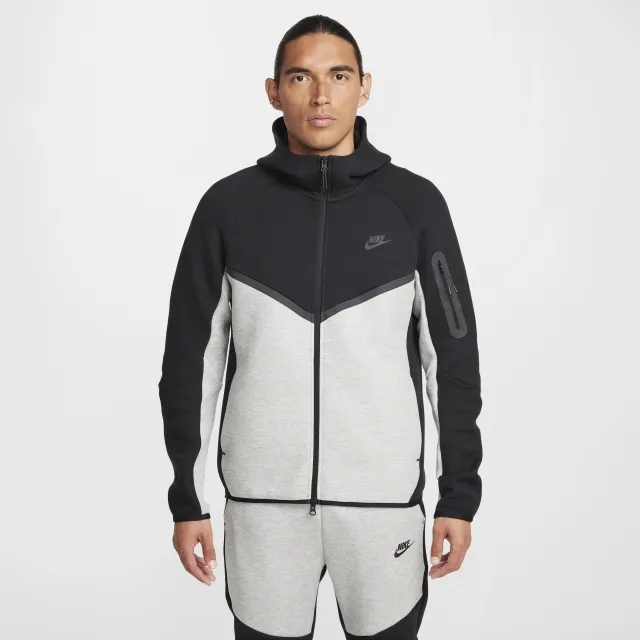Nike Tech Men's Full-Zip Windrunner Hoodie - Black - Cotton/Polyester