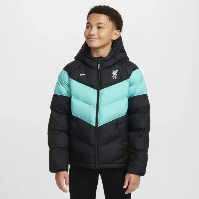 Liverpool F.C. Older Kids' Nike Football Synthetic-Fill Hooded Jacket - Black - Polyester
