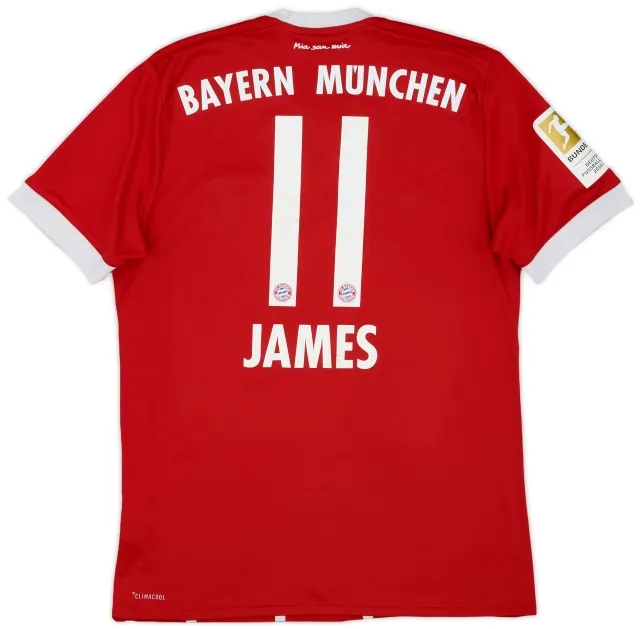 adidas 2017-18 Bayern Munich Home Shirt James #11 - 5/10 - (S)
