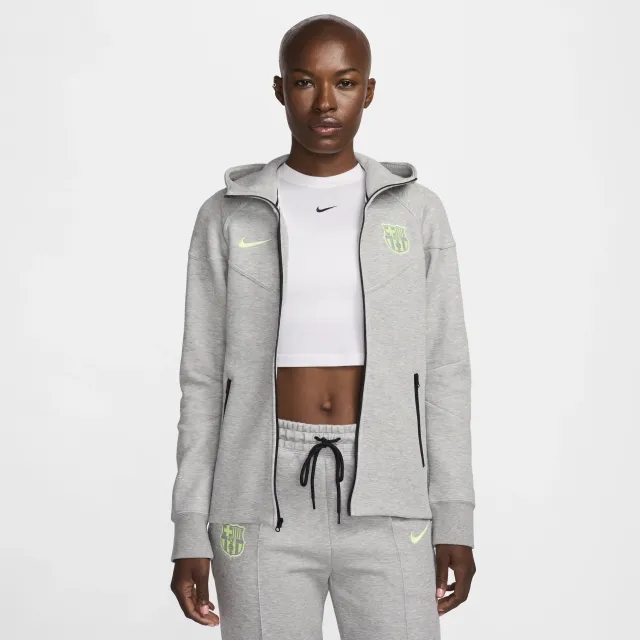 F.C. Barcelona Tech Fleece Windrunner Women's Nike Football Full-Zip Hoodie - Grey - Cotton/Polyester
