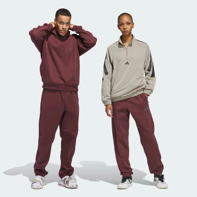 Adidas Performance Adidas Basketball Fleece Joggers (Gender Neutral) In Aurora Ruby / Brown-Red