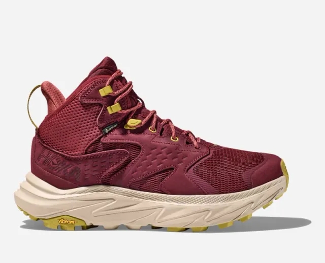 Hoka One One HOKA Men's Anacapa 2 Mid GORE-TEX Hiking Shoes in Cabernet/Oxford Tan