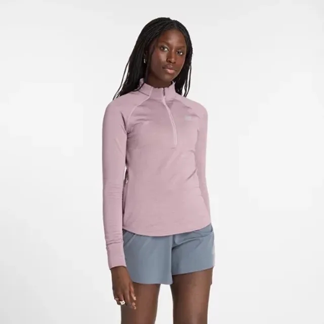 New Balance Women's Athletics Heat Grid 1/2 Zip in Purple Poly Knit