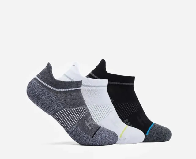 Hoka One One HOKA No-Show Run Sock 3-Pack in White/Black/Grey