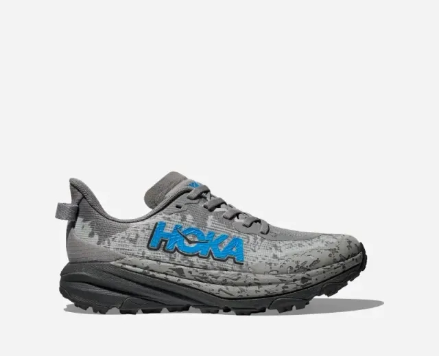 Hoka One One HOKA Kid's Speedgoat 6 Trail Shoes in Galactic Grey/Hoka Blue