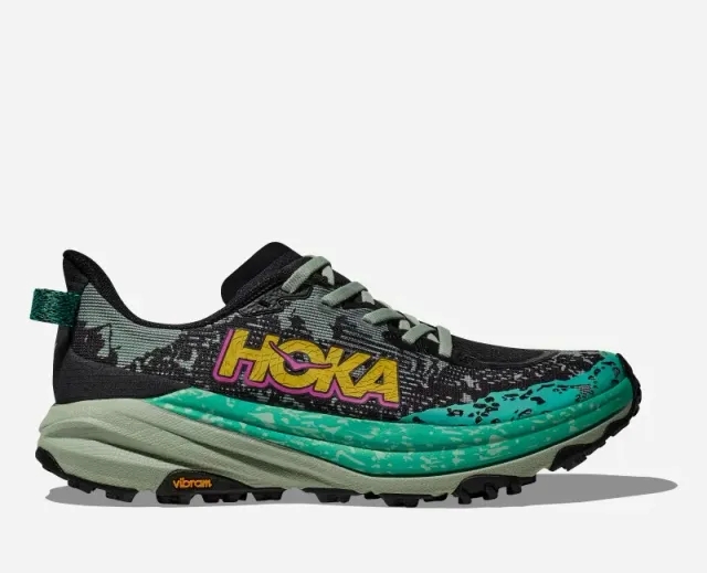 Hoka One One HOKA Women's Speedgoat 6 Trail Shoes in Black/Aloe Vera