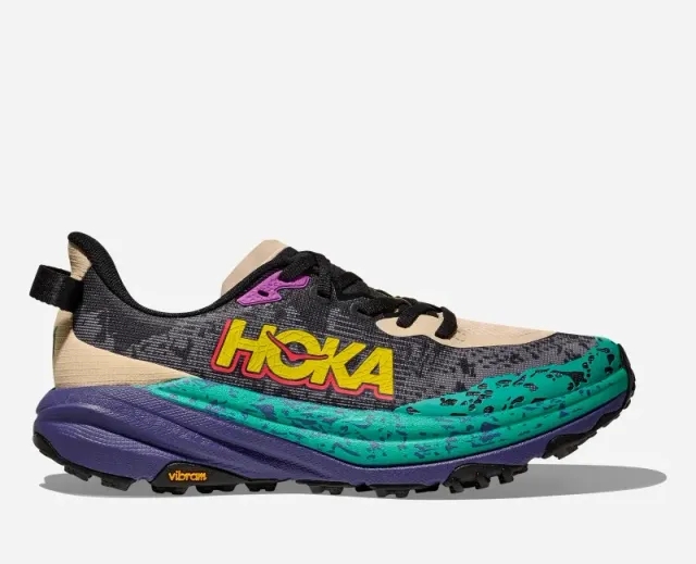 Hoka One One HOKA Women's Speedgoat 6 Trail Shoes in Oatmeal/Mountain Iris