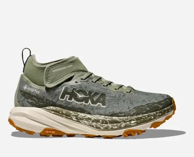 Hoka One One HOKA Men's Speedgoat 6 Mid GORE-TEX Trail Shoes in Sea Moss/Oat Milk