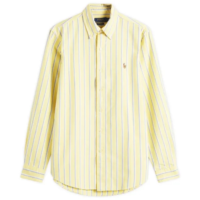 Polo Ralph Lauren Men's Custom Fit Oxford Shirt 259C Yellow Blue