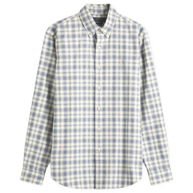 Polo Ralph Lauren Men's Custom Fit Oxford Shirt 6738A Blue Cream