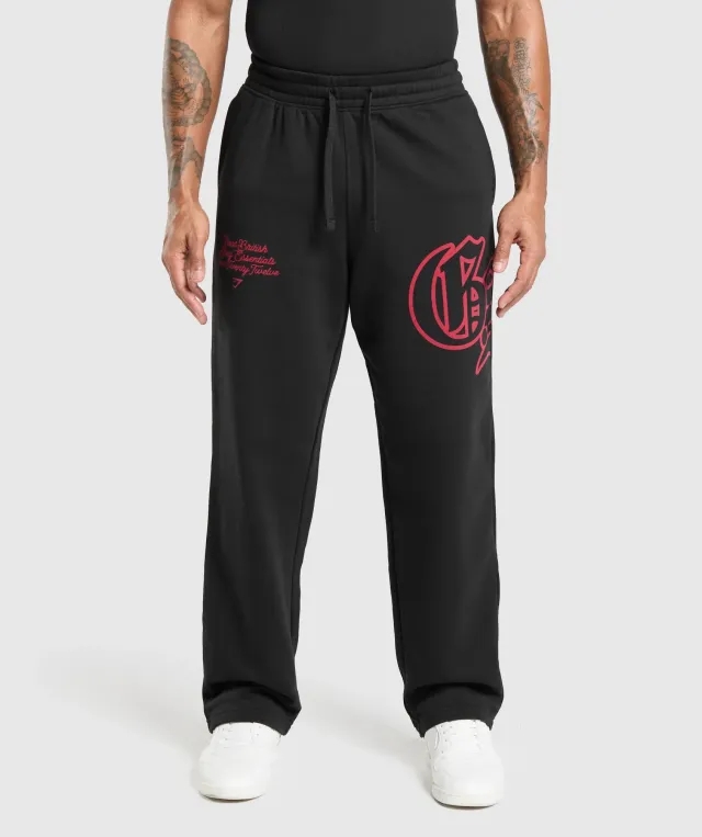 Gymshark Varsity Straight Leg Joggers - Black/Conditioning Red