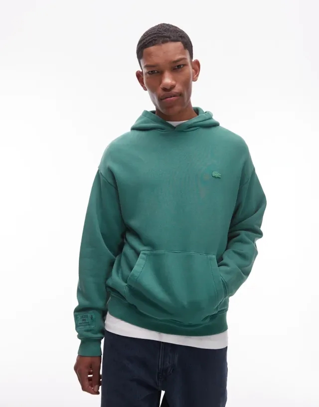 Lacoste Washed Effect Hoodie - Pine Green