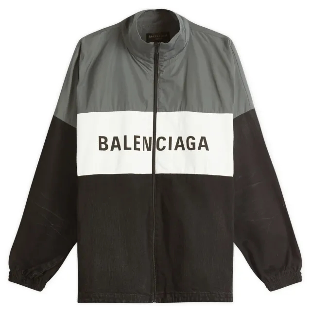 Balenciaga Men's Black Denim Zip-Up Jacket Midnight