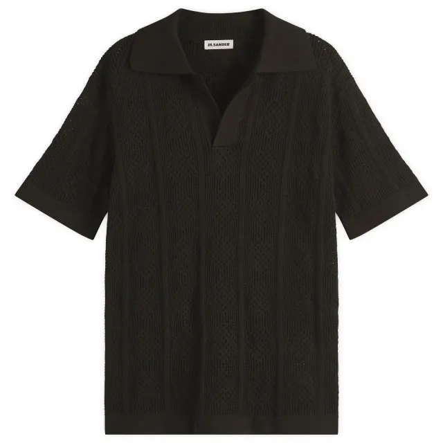 Jil Sander Men's Crochet Polo Shirt Black