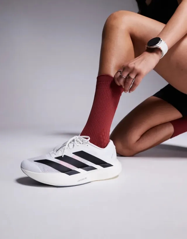 Adidas Running Adizero Evo Sl Trainers In White And Black