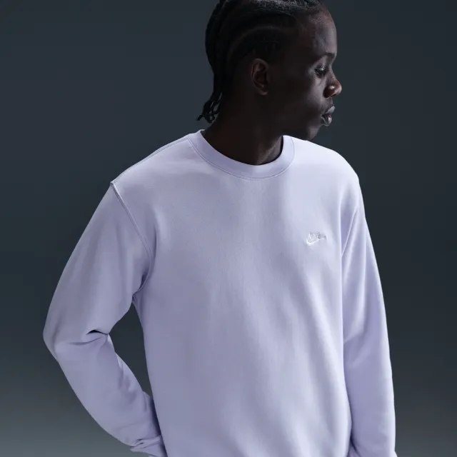 Nike Club Men's Fleece Crew - Purple - Cotton/Polyester
