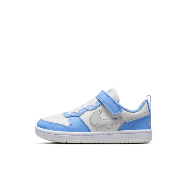 Nike Court Borough Low Boys Junior in White & Pl Blue