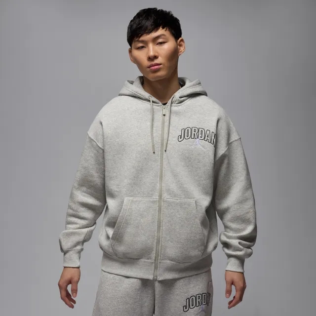 Nike Jordan Brooklyn Fleece Men's Oversized Full-Zip Hoodie - Grey - Cotton/Polyester