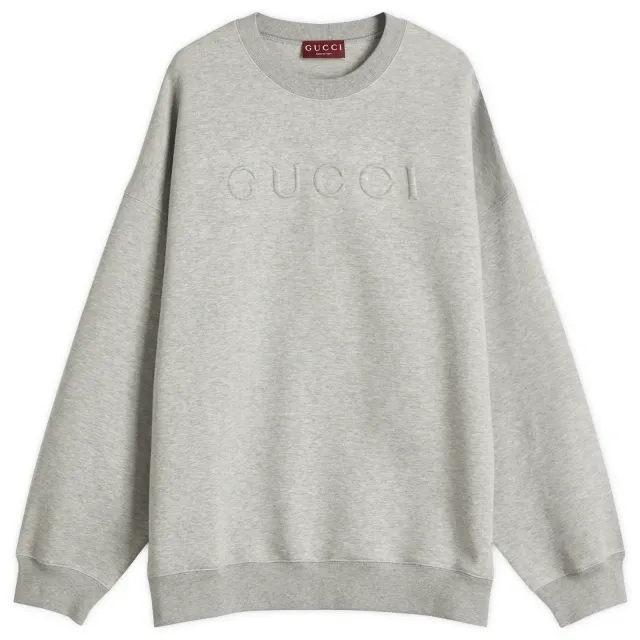 Gucci Men's Embossed Logo Sweatshirt Grey Melange/Mix