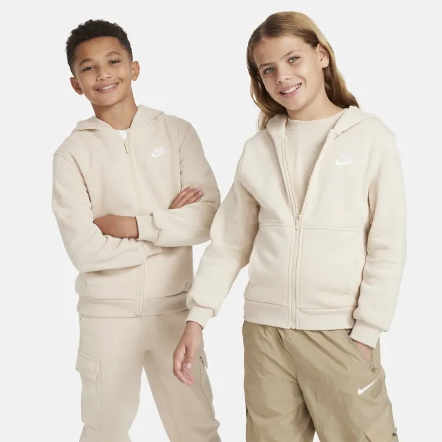 Nike Sportswear Club Fleece Older Kids' Full-Zip Hoodie - Brown - Cotton/Polyester