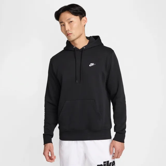 Nike Club Men's Pullover Fleece Hoodie - Black - Cotton/Polyester