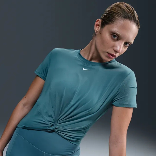 Nike One Classic Women's Dri-FIT Twist Short-Sleeve Top - Blue - Polyester/Elastane