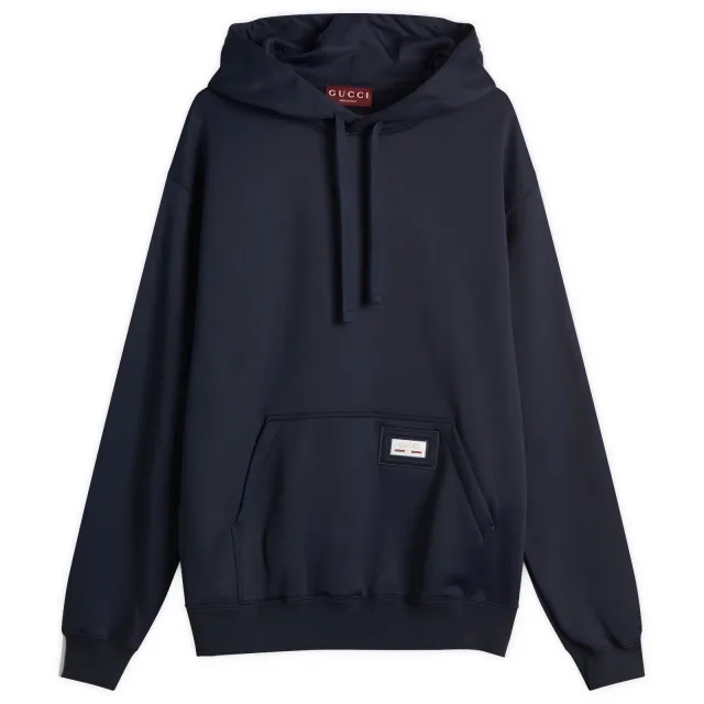 Gucci Men's Tech Nylon Fleece Hoodie Blue Navy