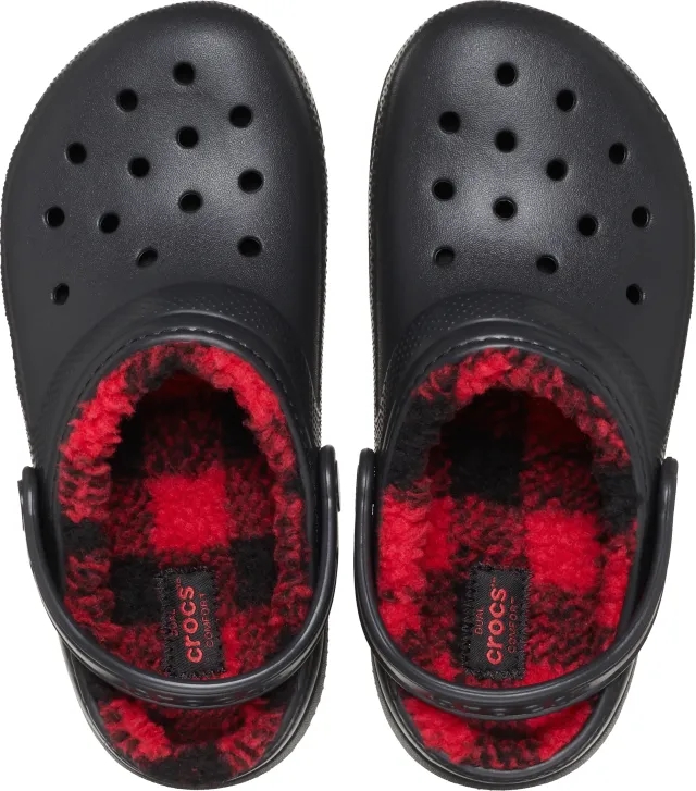 Crocs | Kids | Classic Lined Buffalo Check | Clogs | Black | J2