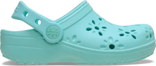 Crocs | Kids | Toddler Classic Floral Cut-Out | Clogs | Aquamarine | C10