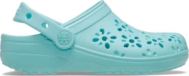 Crocs | Kids | Classic Floral Cut-Out | Clogs | Aquamarine | J6