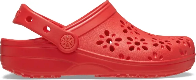 Crocs | Kids | Classic Floral Cut-Out | Clogs | Cherry Red | J3
