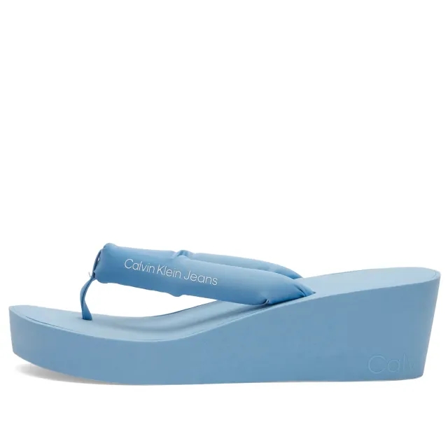 Calvin Klein Women's Padded Flip Flop Dusk Blue/Bright White