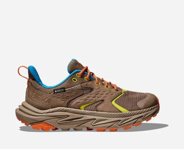 Hoka One One HOKA Kid's Anacapa 2 Low GORE-TEX Hiking Shoes in Dune/Vibrant Orange