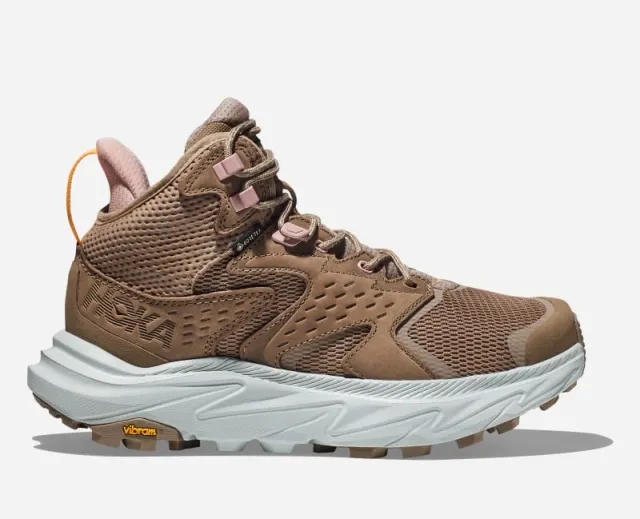 Hoka One One HOKA Women's Anacapa 2 Mid GORE-TEX Hiking Shoes in Dune/Ice Flow