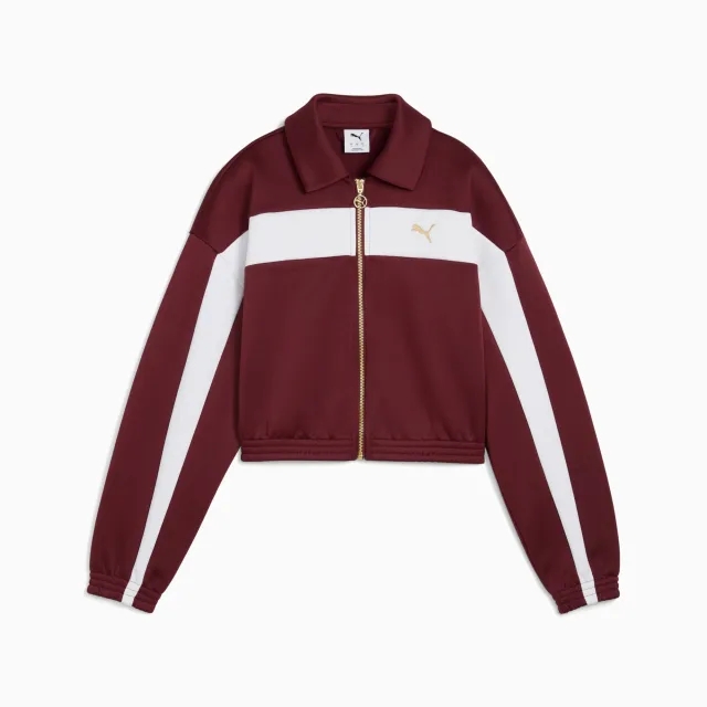 PUMA Relaxed Cropped Track Jacket Women, Ruby Shimmer